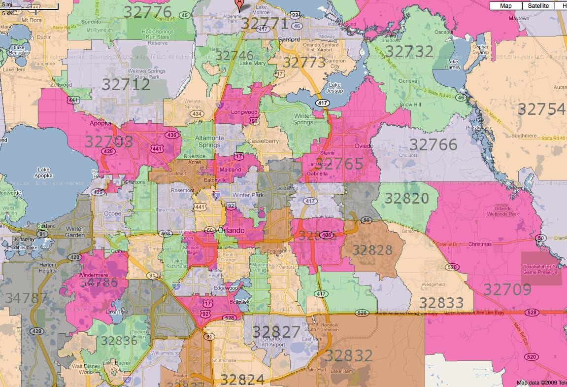 Orlando fl c.a.p. mappa