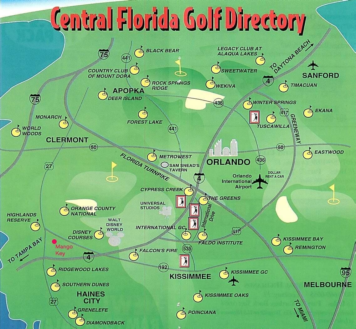 mappa di Orlando campi da golf